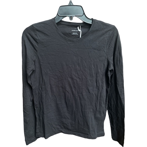 Everlane The Organic Cotton Long-Sleeve Crew Tee Black Size Small - Picture 1 of 7